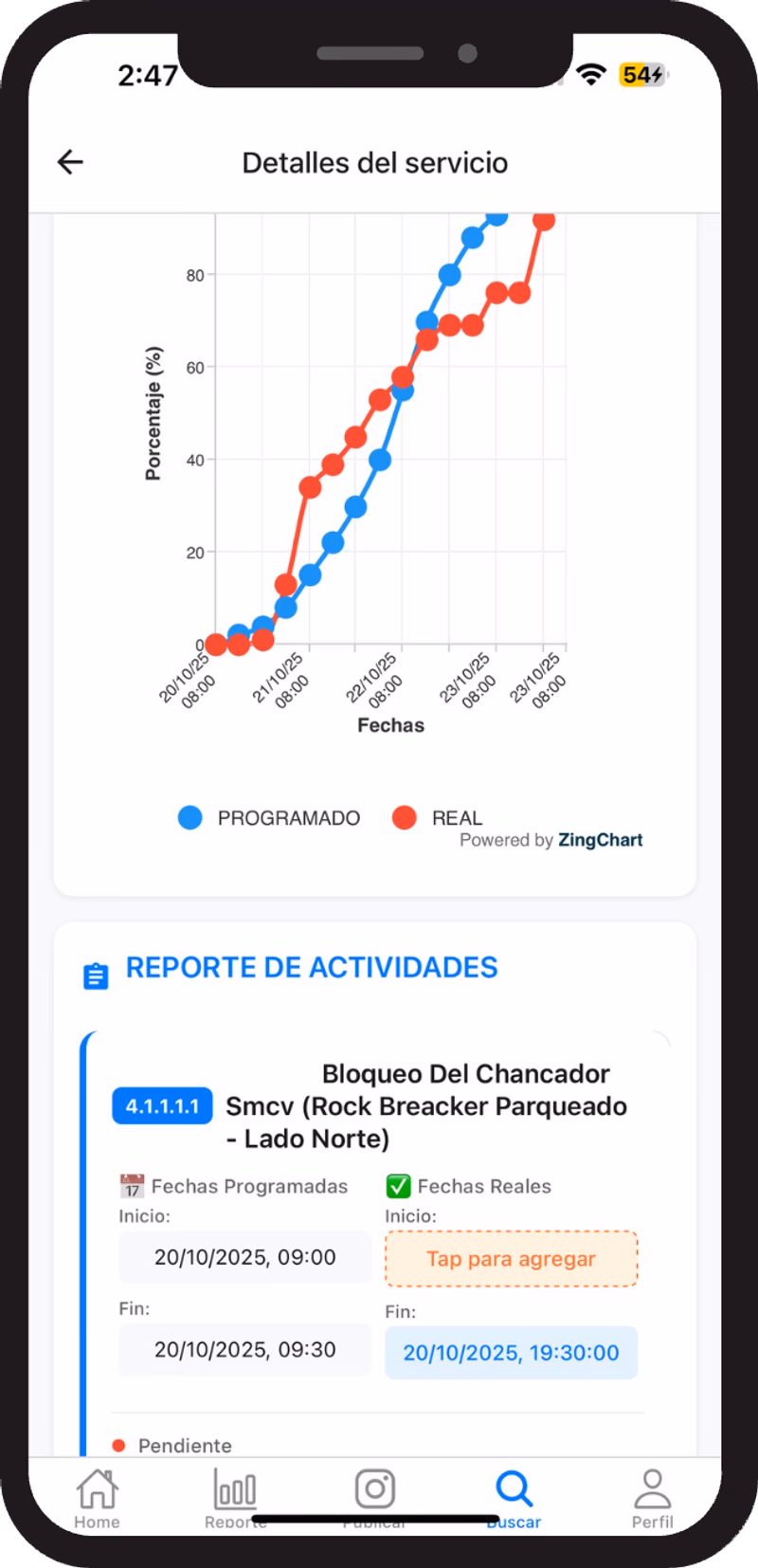 Interfaz de MineTrack AI mostrando dashboard de gestión de paradas de planta minera